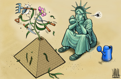 USA HELPLESS WITH ARAB SPRING by Luojie