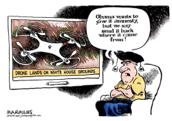 DRONE LANDS ON WHITE HOUSE GROUNDS  by Jimmy Margulies