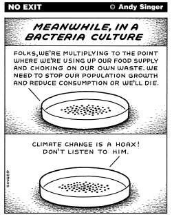 MEANWHILE IN A BACTERIA CULTURE by Andy Singer