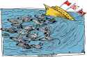 Trump Sinks by Randall Enos, Cagle Cartoons