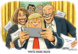 CHUCK AND NANCY IN WHITE HOUSE SELFIE by R.J. Matson