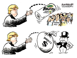 TRUMP TOSSES PAPER TOWELS  by Jimmy Margulies