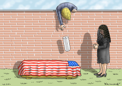 TRUMP - GRIEVING WIDOW AND PAPER TOWELS by Marian Kamensky