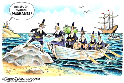 INVADING MIGRANTS 1620 by Dave Granlund