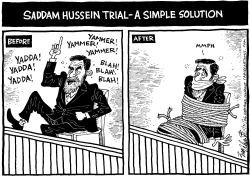 THE TRIAL OF SADDAM HUSSEIN by Bob Englehart