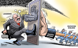 LUKASHENKO AND PROTESTERS by Paresh Nath