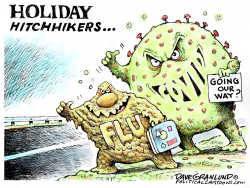 HOLIDAY HITCHHIKERS COVID FLU by Dave Granlund