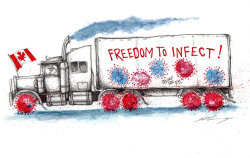 CANADIAN TRUCKERS PROTEST VACCINE MANDATE by Dale Cummings