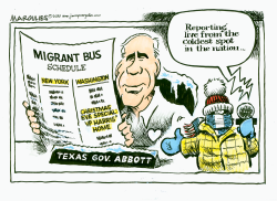 MIGRANT BUS TRIP TO VP HARRIS' HOME by Jimmy Margulies