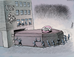 UBS SWALLOWS CREDIT SUISSE by Patrick Chappatte