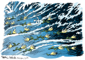 Tsunami Flowers Color by Daryl Cagle, CagleCartoons.com