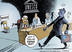PALESTINE BECOMES FULL MEMBER OF UNESCO by Patrick Chappatte