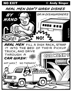 REAL MEN WASH DISHES by Andy Singer