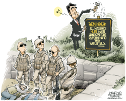 RICK PERRY AND MARINES  by John Cole