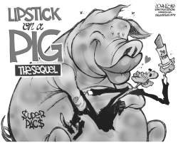 OBAMA AND SUPERPACS BW by John Cole