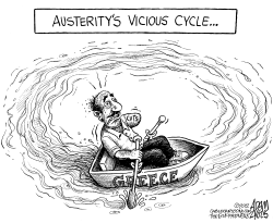 AUSTERITYS VICIOUS CYCLE by Adam Zyglis