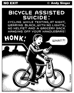 BICYCLE ASSISTED SUICIDE by Andy Singer