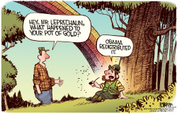 OBAMAS POT OF GOLD  by Rick McKee