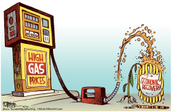 GAS PRICES STUNT RECOVERY  by Rick McKee