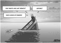 SINKING GINGRICH CALLS FOR ONE MORE DEBATE by R.J. Matson