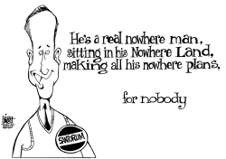 SANTORUM ON THE ROAD TO NOWHERE, B/W by Randy Bish