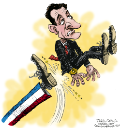 SARKOZY KICKED OUT  by Daryl Cagle