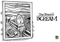 SARKOZY SCREAMS, B/W by Randy Bish