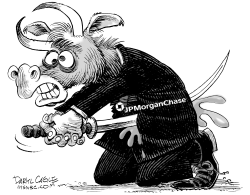JP MORGAN CHASE SELF DESTRUCTS by Daryl Cagle