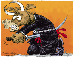 JP MORGAN CHASE SELF DESTRUCTS  by Daryl Cagle