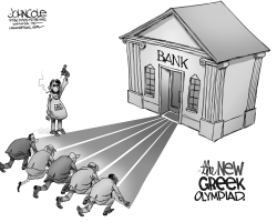 GREEK BANK RUN BW by John Cole