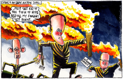 OBAMA CAMERON HOLLANDE FLAMING AFGHAN TORCH LEGACY by Iain Green