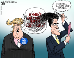 ROMNEY'S TRUMP COMB OVER by Jeff Parker