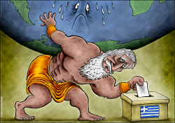 THE WORLD WATCHES AS GREECE VOTES by Brian Adcock