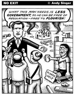 MAN NEEDS LESS GOVERNMENT by Andy Singer