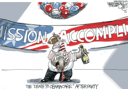 OBAMACARE SURPRISE PARTY  by Pat Bagley