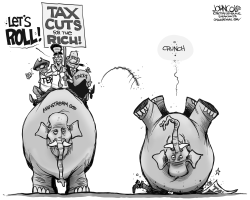 TAX CUTS AND THE GOP BW by John Cole