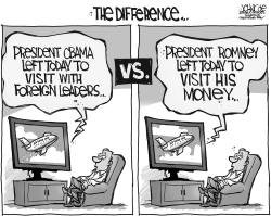 OBAMA-ROMNEY DIFFERENCE BW by John Cole