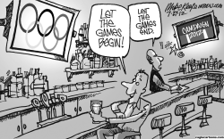 GAMES BEGIN  by Mike Keefe