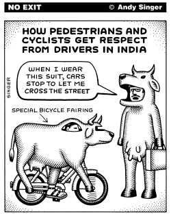 PEDESTRIANS AND CYCLISTS IN INDIA by Andy Singer