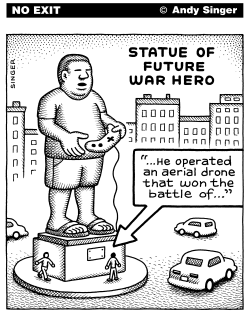 STATUE OF FUTURE WAR HERO by Andy Singer