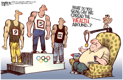 SPREADING THE OLYMPIC WEALTH by Rick McKee