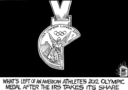 TAXING THE OLYMPIC ATHLETES, B/W by Randy Bish