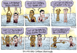 SYNCHRONIZED CAMPAIGN SWIMMING  by Daryl Cagle