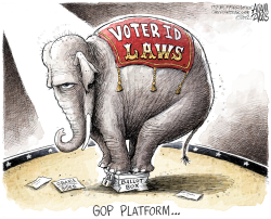 VOTER ID LAWS  by Adam Zyglis