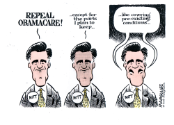 ROMNEY AND OBAMACARE by Jimmy Margulies