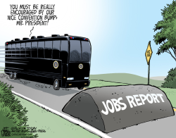 OBAMA AND JOBS REPORT BUMP by Jeff Parker