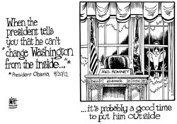 OBAMA ON THE OUTSIDE, B/W by Randy Bish