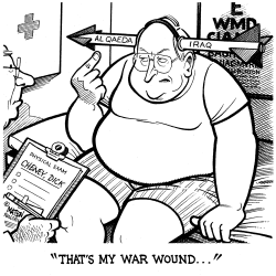 DICK CHENEY SHOWS ARMY DOCTOR HIS WAR WOUND by R.J. Matson