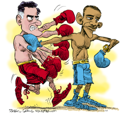 BOXING AND WATCHING THE CLOCK  by Daryl Cagle