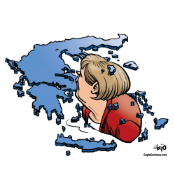 Merkel en el Mar Egeo by Hajo de Reijger